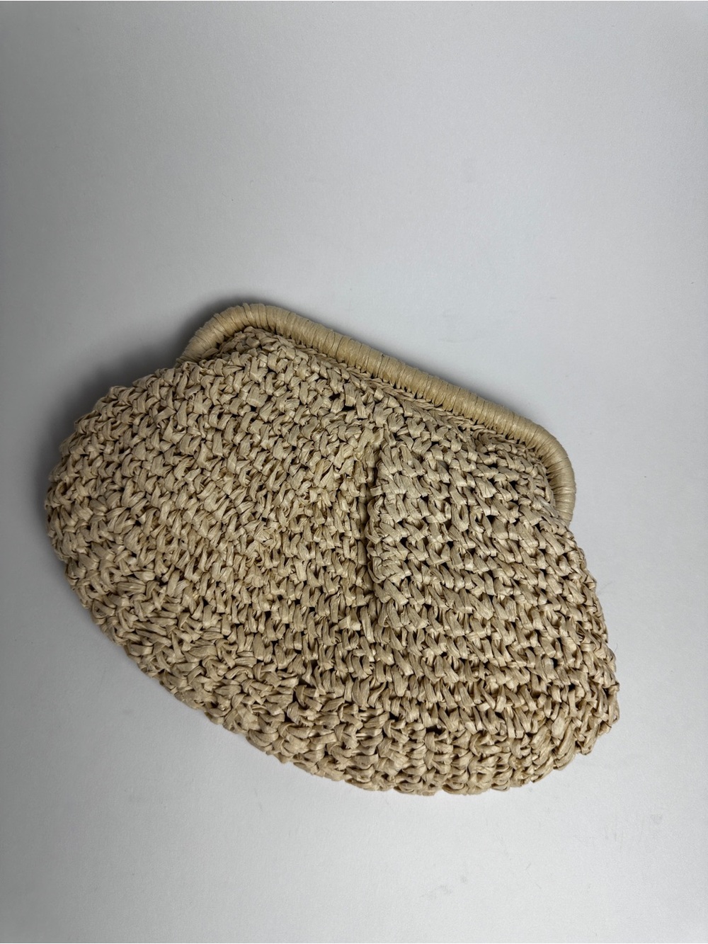 Beige Woven Frame Clutch Bag Straw Look Summer Beach Bridal Purse